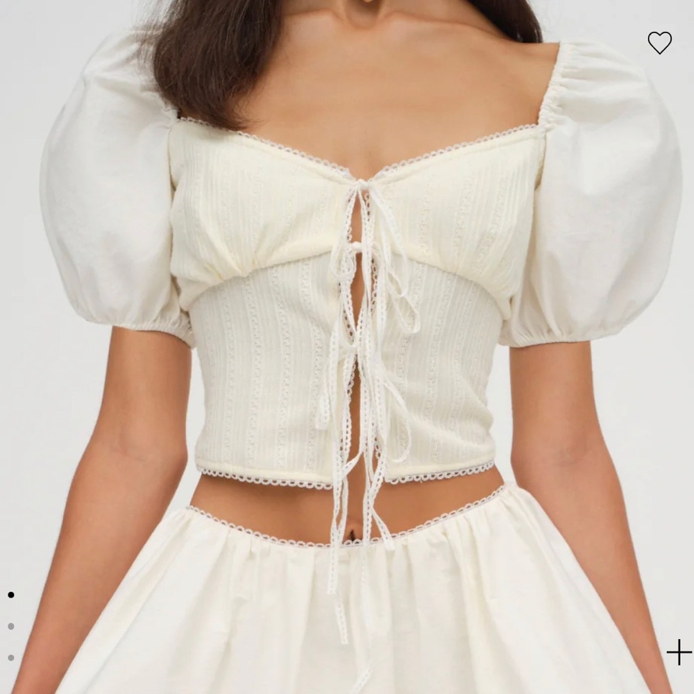 For Love & Lemons tie up puff sleeve top - Size XL